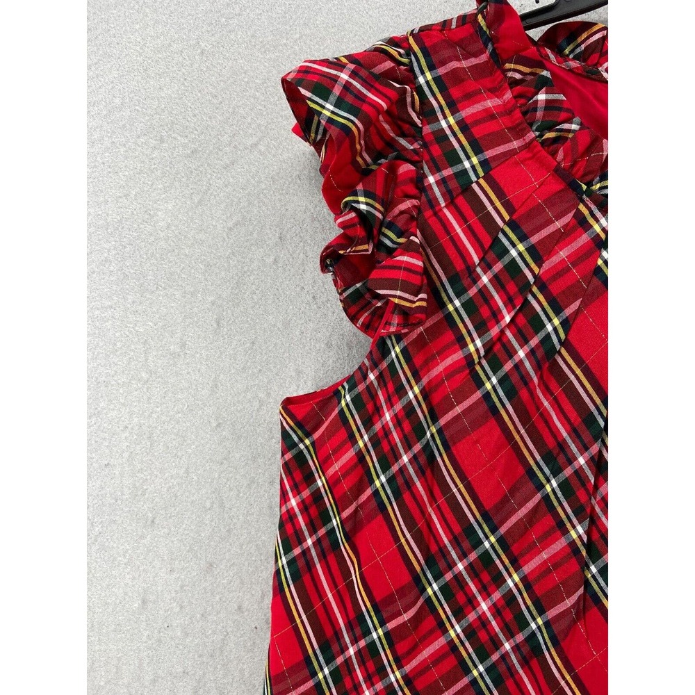 NWT Vineyard Vines Dress Girls Sz 4 Red Tartan Plaid Ruffle Cap Sleeve Midi - Picture 3 of 15